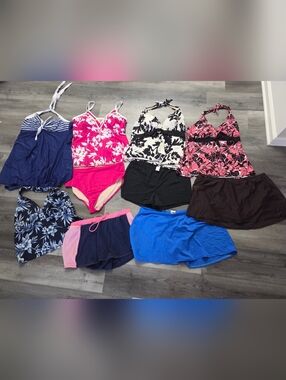 Plus Size 20 Swim Bundle Swimsuits For All Tankini Swim Skirt Lot 8+ Pieces